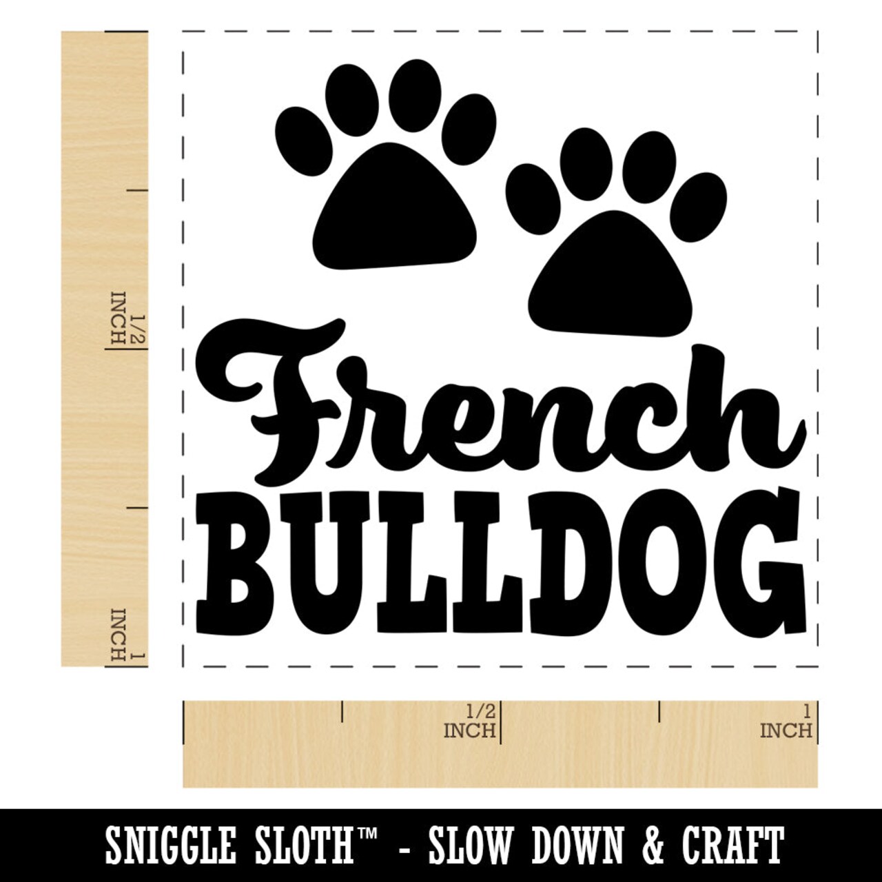 French Bulldog Dog Paw Prints Fun Text Self-Inking Rubber Stamp Ink Stamper